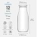 YEBODA 11oz Glass Milk Bottles with Reusable Metal Twist Lids and Straws for Beverage Glassware and Drinkware Parties, Weddings, BBQ, Picnics, Set of 12