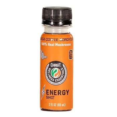 Energy Shot, Mushroom Wellness Shot, Chaga, Coffee, cordyceps, Pure Liquid Extract, Box of 15