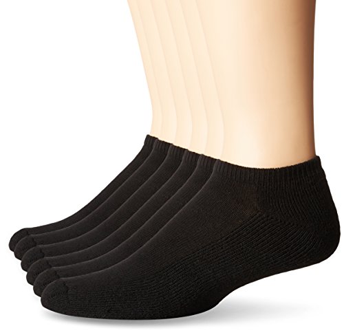 No Nonsense Men's Cushioned No Show Socks (6 Pack) Made in USA, Black