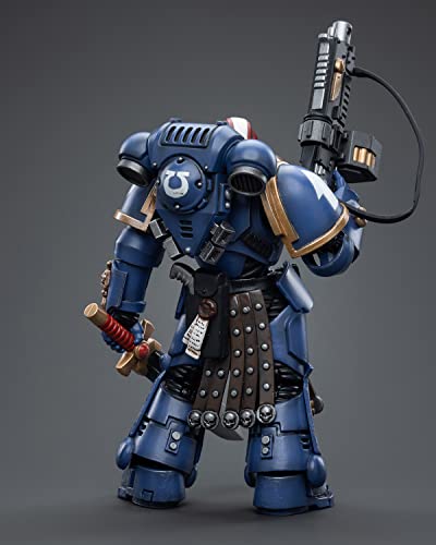 Pipigirl Joytoy × Warhammer 40K Genuine License 1/18 Soldier Action Figures, Ultramarines Intercessor Veteran Sergeant, 4Inch Army Military Extreme Warrior Models Kits (Brother Aeontas) #TOP4