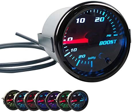 Black 52mm 2" Turbo Boost Gauge  0-30 PSI Pressure Vacuum Turbo Meter with 7 Color Tinted  (Without Gauge Cup)