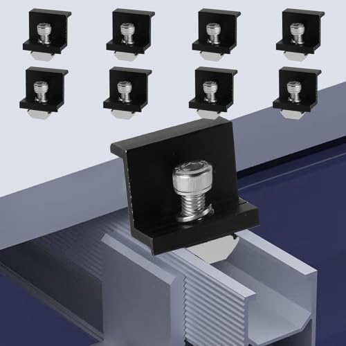 8 Stk Solarpanel Halterungs, 30mm Solarmodul Halterung Endklemmen Kit, PV Solar Panel Halterungen Solarhalterungen Wohnmobil Flachdach, Z-Halterung für Solarpanel Befestigung Solarmodul Halterungen