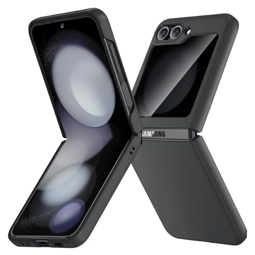 Image of Ruky for Z Flip 5 Case Built-in with Privacy Screen Protector, Black | Support Wireless Charging, Full Body Cover Shockproof Hard PC Ultra-Thin Phone Case for Samsung Galaxy Z Flip 5, Black