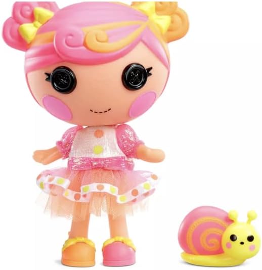 Lalaloopsy Littles Doll Lolly Candy Ribbon with Pet Snail - 18 cm Taffy Candy-Inspired Doll with Changeable Pink & Orange Outfit, in Reusable House Package Playset, for Ages 3-103