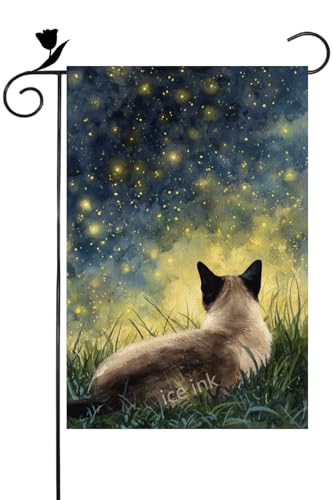 Ice ink Siamese Cat Garden Flag