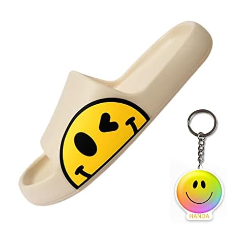 Gzcvba Cute Happy Face Slippers for Women Men, EVA Cushioned Thick Sole Soft Slides Non-Slip Quick Drying Open Toe Bathroom Shower Spa Pool Gym House Sandals Summer Slippers for Indoor Outdoor Cover