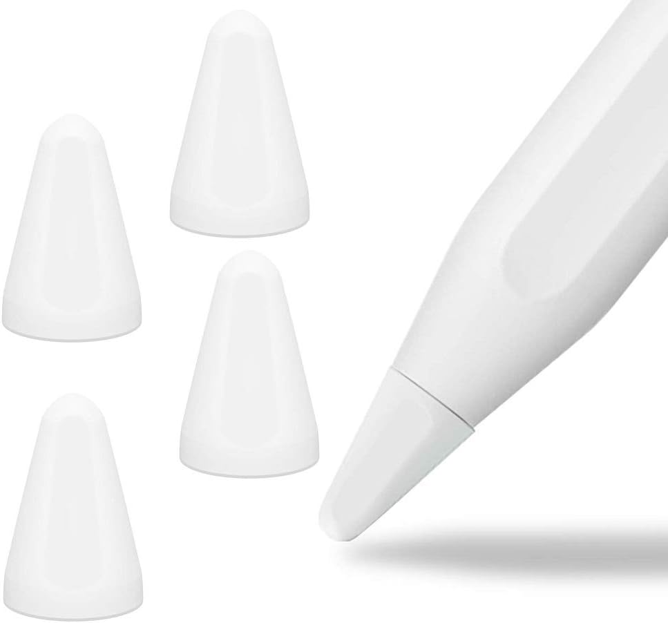 4 Pcs Protector Case Compatible with Apple Pencil Tips for 1st & 2nd Generation, Replacement Writing Protection, Silicone Nibs Cover for iPad Pencil Tips (White)