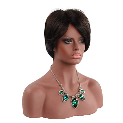 Lurrose Franja oblíqua elegante com peruca de cabelo curto encaracolado Acessórios para cabelo elega