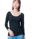 あったかインナー オーガニックコットン混 やわらかくやさしい肌ざわり 【綿の贅沢オーガニック】 綿100%(肌側) ネックひろめ 8分袖 長袖 秋 冬 EL4931