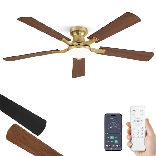 Image of ZMISHIBO 52 Inch Ceiling Fans with Lights, Remote&App Control, Flush Mount