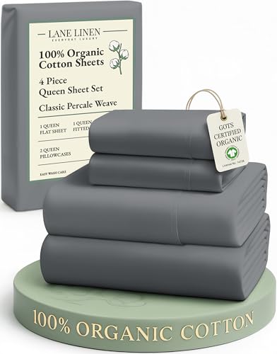 Lane Linen Organic Grey Queen Sheets