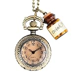 Vintage Damen Taschenuhr,Taschenuhr Halskette mit Flasche,Gut Geschenk für Mädchen – Bild 5