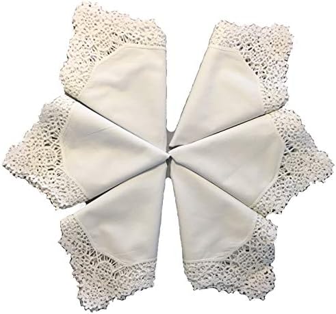 Set of 6 Bridal Wedding Elegant Embroidery Crochet Lace Handkerchief/white for Lady,105411x6