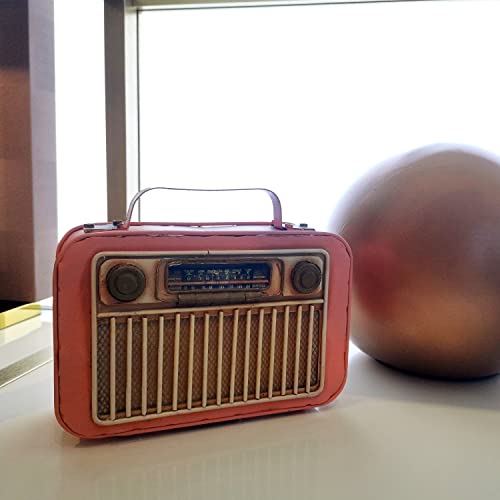 Vanlaxy Radio-Coin Bank Vintage Radio Model Miniature Coin Bank Piggy Bank Handmade Metal Money Saving Box Retro Decoration 7.2'' Long #TOP6
