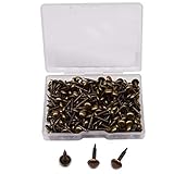 Material de calidad: estos clavos de tachuela para tapicería están hechos de hierro con una superficie lisa de acabado de latón antiguo, duraderos, resistentes y firmes, puede usarlos durante mucho tiempo.