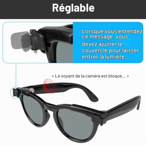 Wcone Housses de blocage de la lumière LED réglables pour lunettes intelligentes, pour Ray-Ban Meta Wayfarer & Headliner, Skyler, Oakley - Filtres de confidentialité jour et nuit pour enregistrement – vue 5