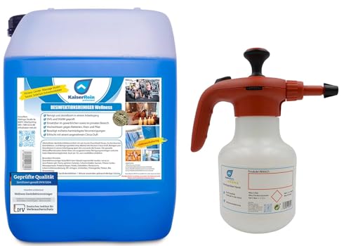 Desinfektionsreiniger Wellness/Spa 10 L Kanister zur Reinigung und Desinfektion mit Pumpdrucksprüher 1,5L Abd. ähnlich Flächendesinfektionsmittel zum Sprühen 1 Minute einwirkzeit Desinfektionsreiniger Wellness/Spa 10 L Kanister zur Reinigung und Desinfektion mit Pumpdrucksprüher 1,5L Abd. ähnlich Flächendesinfektionsmittel zum Sprühen 1 Minute einwirkzeit