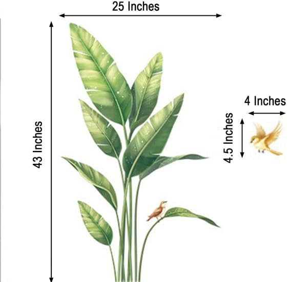 Miniatura 4 de Tableclothsfactory Vinilo decorativo de pared con diseño de plantas tropicales de aves del paraíso para despegar y pegar
