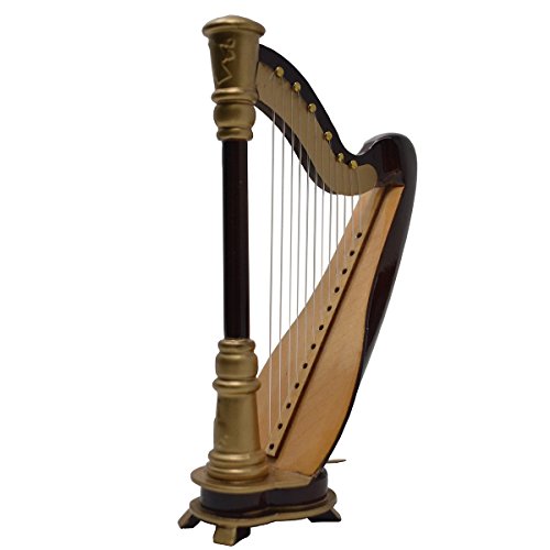 Mini Harp Model,14Cm Hand-Made Wooden Harp Musical Instrument Replica Home Office Table Decoration Ornament,Instrument Holiday Gift #TOP5