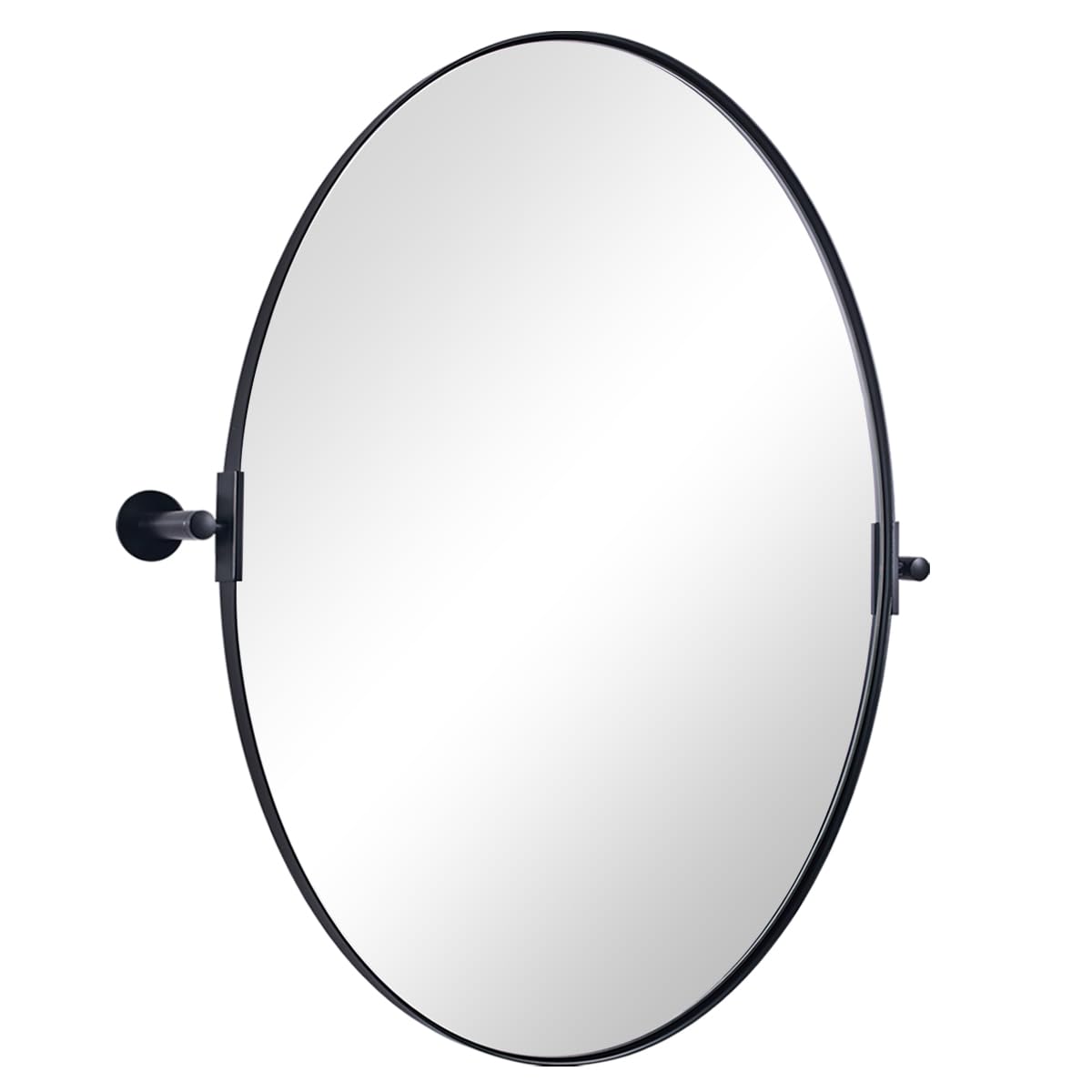 ANDY STAR Black Mirror for Bathroom, 24 x 32 Inch Oval Wall Mirror with Stainless Steel Metal Frame, Pivot Vanity Mirror Vertical Hanging for Modern Style Room