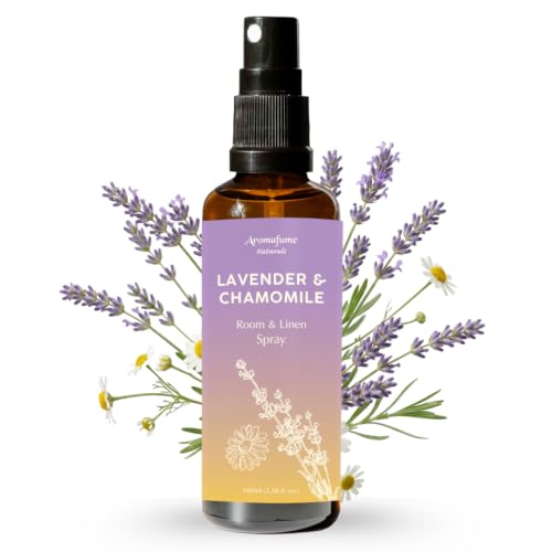 Image of Lavender & Chamomile Air Freshener Spray for Room & Linen 100ml, Aromafume | Made with Pure Lavender & Chamomile Essential Oil | Aromatherapy Spray to Sleep & Comfort | Mist for Bedding, Fabrics