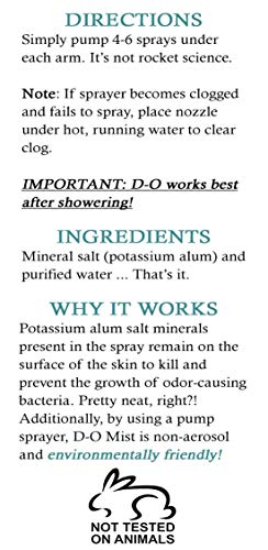 D-O 100% Natural, Crystal Deodorant Mist - Mini Travel Size, 2 Floz, No Aluminum Chlorohydrate, Parabens, Propyls, Or Other Chemicals (6 Pack) #TOP2