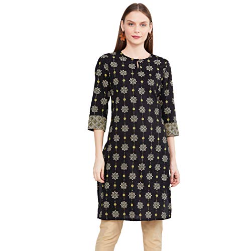 Image of Max Women Cotton Straight Fit Printed Straight Kurta