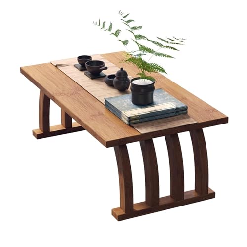Table basse japonaise en bambou naturel, finition tatami