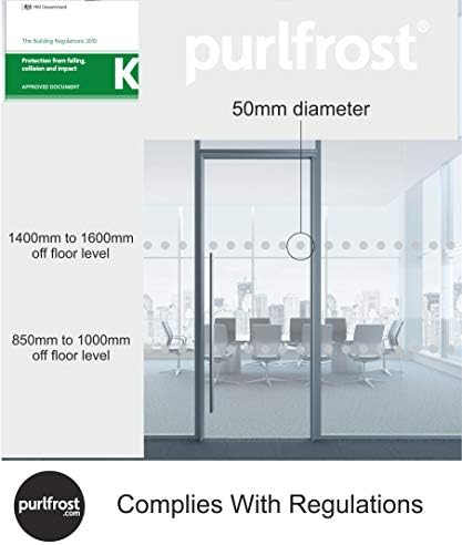 Purlfrost Glass Safety Stickers. Pack of 30 Square Etch Effect Glass Safety Stickers 50mmx50mm. Use for Glass Awareness and to Help Prevent Collision with Large Windows and Patio Doors. For Added Safety on Office Partitions and Public Access Areas.