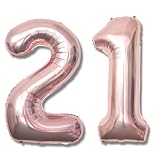 La Kissa 21歳 バルーン 数字 ローズゴールド 大きい 誕生日 飾り付け ナンバー アルミ風船 40インチ (21, ローズゴールド)