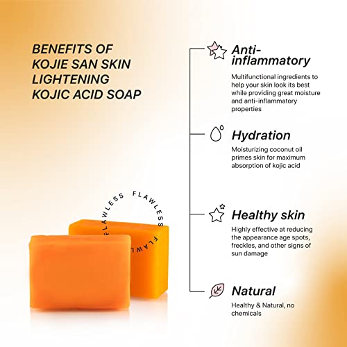 Kojie San Face & Body Soap (6 Bars) + Relumins Deep Pore Facial Cleansing Brush - Fair & Glowing Skin Brightening Kojic Acid Beauty Soap 65G #TOP1