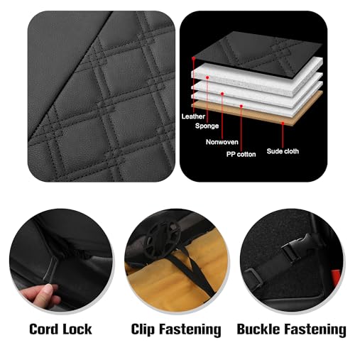 Image of YGL Luxury PU Leather Car Seat Covers Full Set, Non-Slip Seat Cover Protectors, Universal Fit for Cars, Trucks, SUVs, Vans, Pickups, Airbag Compatible, Seat Covers for Car Interior (Black /Red)