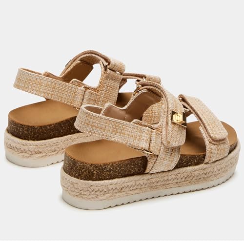 Image of Women's Platform Raffia sandals Wedge Sandals Espadrille Sandals Adjustable Buckle Strap Summer Open Toe Woven Slingback Beach Sandals