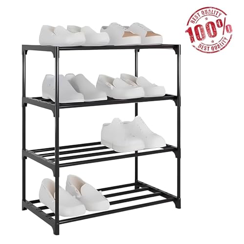 Image of Tier Multipurpose Plastic Rack for Home Kitchen Bathroom & Office Modular Shoe Organizer Storage Shelf Detachable Stackable Design Stand for Clothes, Books, Toiletries & Essentials (4 Layer)