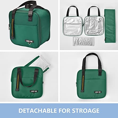 Insulated Lunch Bag for Women/Men - Reusable Lunch Box for Office Work School Picnic Beach Camping Lunch Bag with Adjustable Shoulder Strap for Kids/Adult-Green