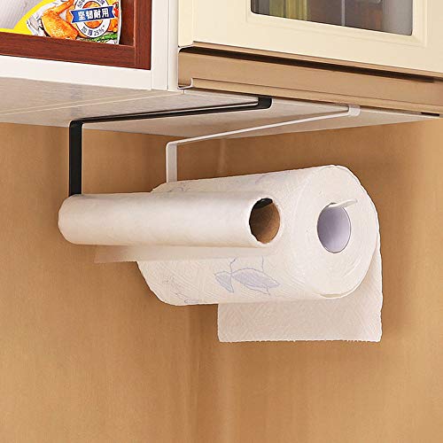 Usmascot Paper Towel Holder Dispenser Under Cabinet Paper Roll Holders (No Drilling) For Kitchen Bathroom, Hanging Paper Towel Rack Hanger Over The Door, Humanized Design (Black) #TOP3