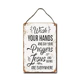For Tin Signs 8x12 Inch Wash Your Hands and Say Your Prayers Wall Decor Hanging Sign