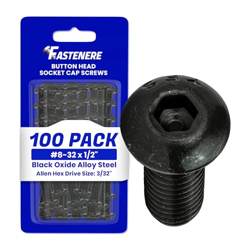 Fastenere Button Head Socket Cap Screws - 8-32 x 1/2