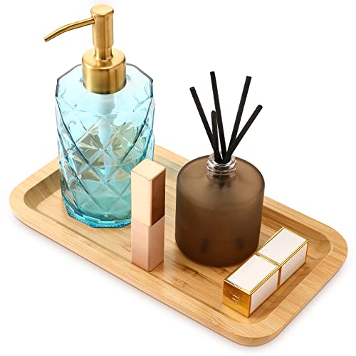 Bamboo Vanity Tray, Bathroom Counter Tray, Povtoka Rectangular Wood Toilet Countertop Organizer Holder For Soap Dispenser Candle Jewellery Perfume, 9.8 X 5.5 X 0.8Inch #TOP29
