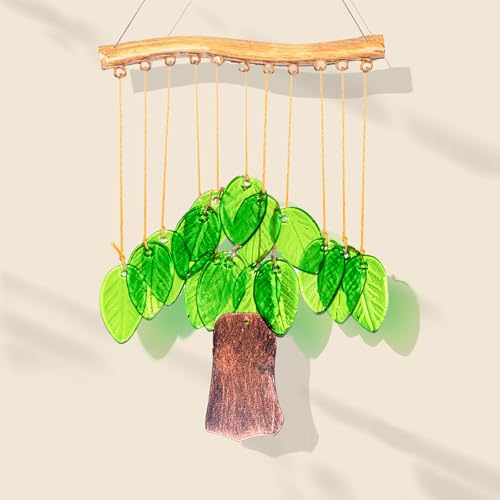 NYUWOAURC Glass Wind Chimes,Stained Glass Window Hangings Sun Catcher for Outdoor, Home&Garden Decor,House Warming Birthday Gifts for Women,Mom,Unisex