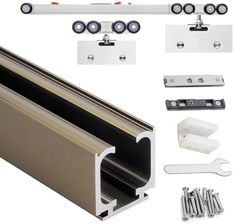 Soft Close Sliding Glass Door Rail Set, Multi-Color Hardware Kit, 40-160in - Durable Track System for Easy Installation and Smooth Operation