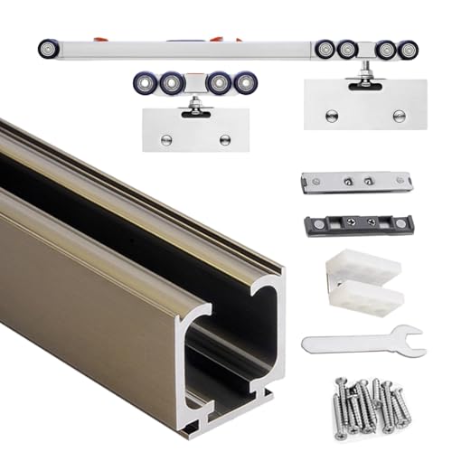 Soft Close Sliding Glass Door Rail Set, Multi-Color Hardware Kit, 40-160in - Durable Track System for Easy Installation and Smooth Operation
