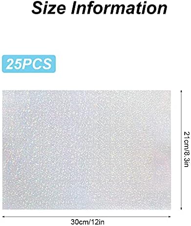 Haohai 25 Sheets Holographic Vinyl Sticker Sheets, Self Adhesive Holographic Craft Film, Holographic Laser Vinyl Sheet for Silhouette Crafts (MULTI)