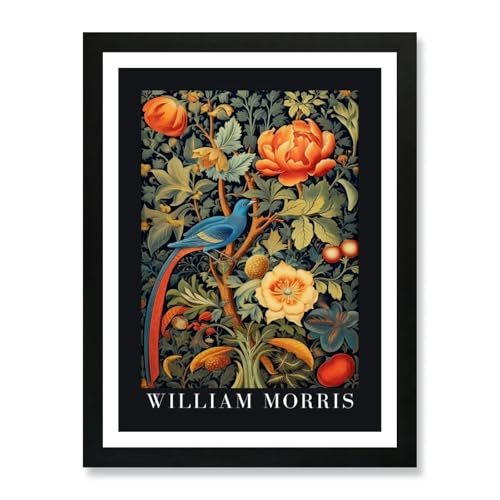 Image of William Morris Floral Patterns of Nature Framed Wall Art Poster Print Picture (Black, A2)