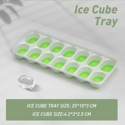 Image of ChefAide 3 Pack Ice Cube Tray, Silicone Ice Cube Trays for Freezer with Lid