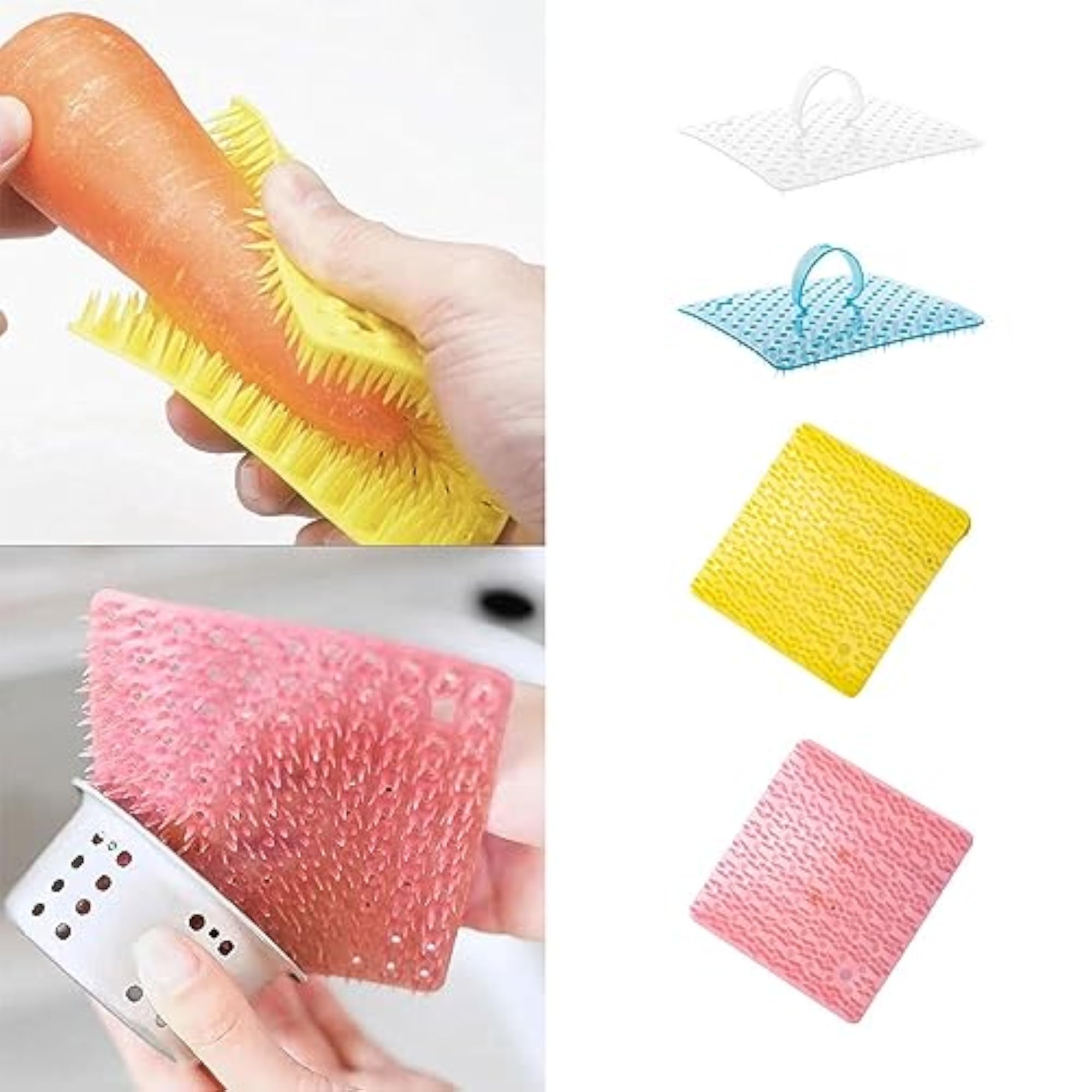 6x Fruit Vegetable Brush Set for Kitchen Cleaning, White