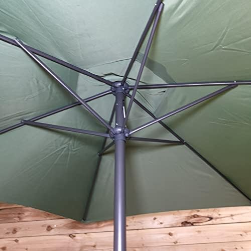 Samuel ALEXANDER 3m Aluminium Parasol with Crank Handle for Garden or Patio in Dark Green