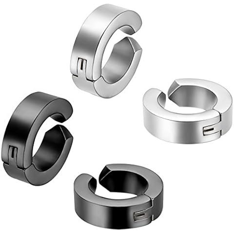 JewelryWe Pendientes de Aro de Huggie Non Piercing Acero inoxidable Cover