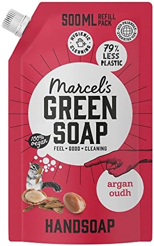 Marcel's Green Soap - Hand Soap Refill Argan & Oudh - Handwash Dispenser Refill - 100% Eco friendly - 100% Vegan - 97% Biodegradable - 500 ML