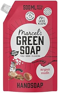 Marcel's Green Soap - Hand Soap Refill Argan & Oudh - Handwash Dispenser Refill - 100% Eco friendly - 100% Vegan - 97% Biodegradable - 500 ML